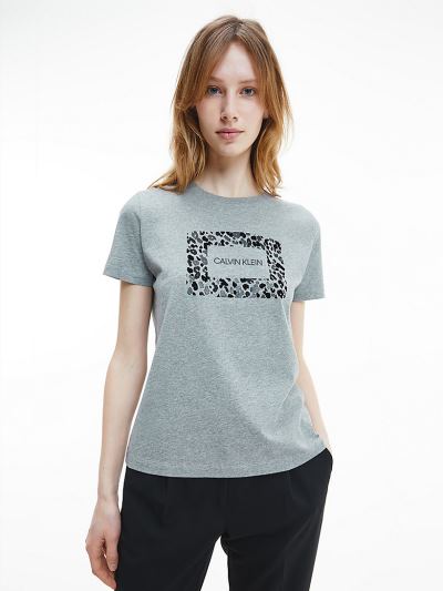 Calvin Klein Ruhák HU461596 | Calvin Klein Organic Cotton Logo Női Póló Szürke